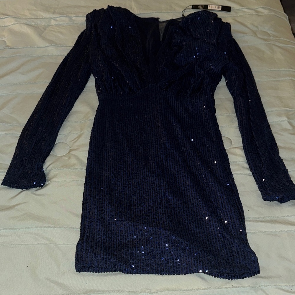 Fashion Nova Midnight Blue Sequin Dress